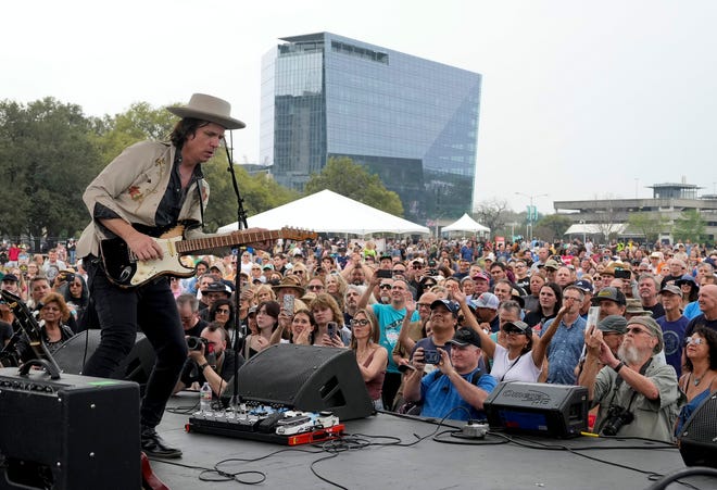 Ian Moore performs at the Steamboat 1874 Reunion Concert at Auditorium Shores during SXSW Thursday March 14, 2024. The concert featured Austin bands that frequently performed at the Sixth Street venue in the 90s.