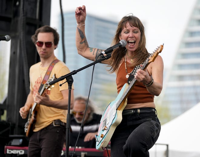 Patrice Pike performs at the Steamboat 1874 Reunion Concert at Auditorium Shores during SXSW Thursday March 14, 2024. The concert featured Austin bands that frequently performed at the Sixth Street venue in the 90s.