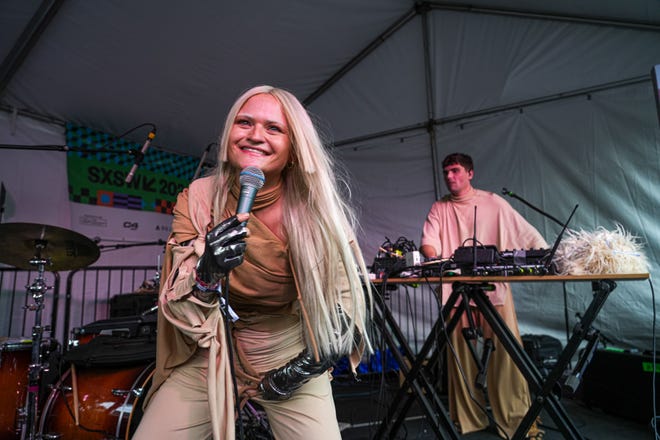 Inéz Schaefer of the band ÄTNA performs at Shangri La during South by Southwest on Friday, March, 15, 2024.