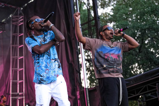 Ludacris and Lil' Fate perform on the Pony up stage at the Two Step Inn country music festival at San Gabriel Park on Sunday, April 21, 2024 in Georgetown, Texas.